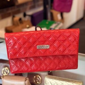Marc Jacobs Quilted Red Leather Flapover Clutch